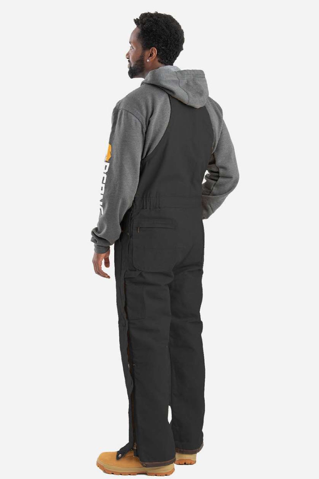 Berne B415 Mens Heritage Insulated Bib Overalls Black Model Back