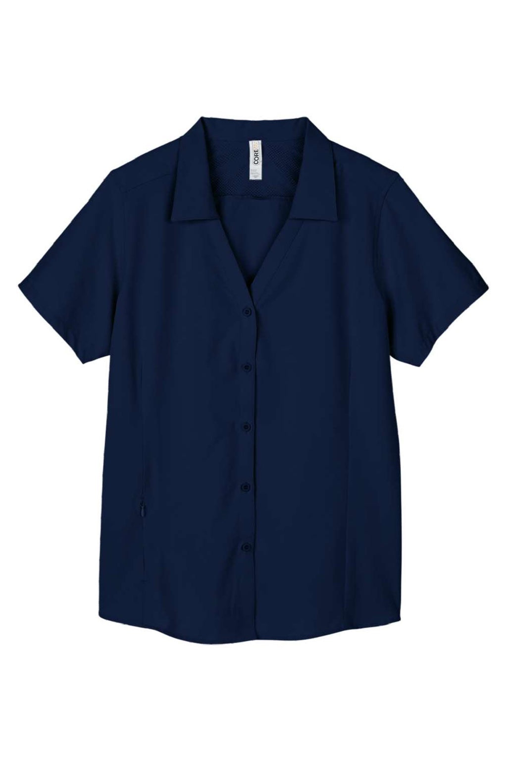 Core 365 CE510W Womens Ultra UVP Marina Short Sleeve Button Down Shirt Classic Navy Blue Flat Front