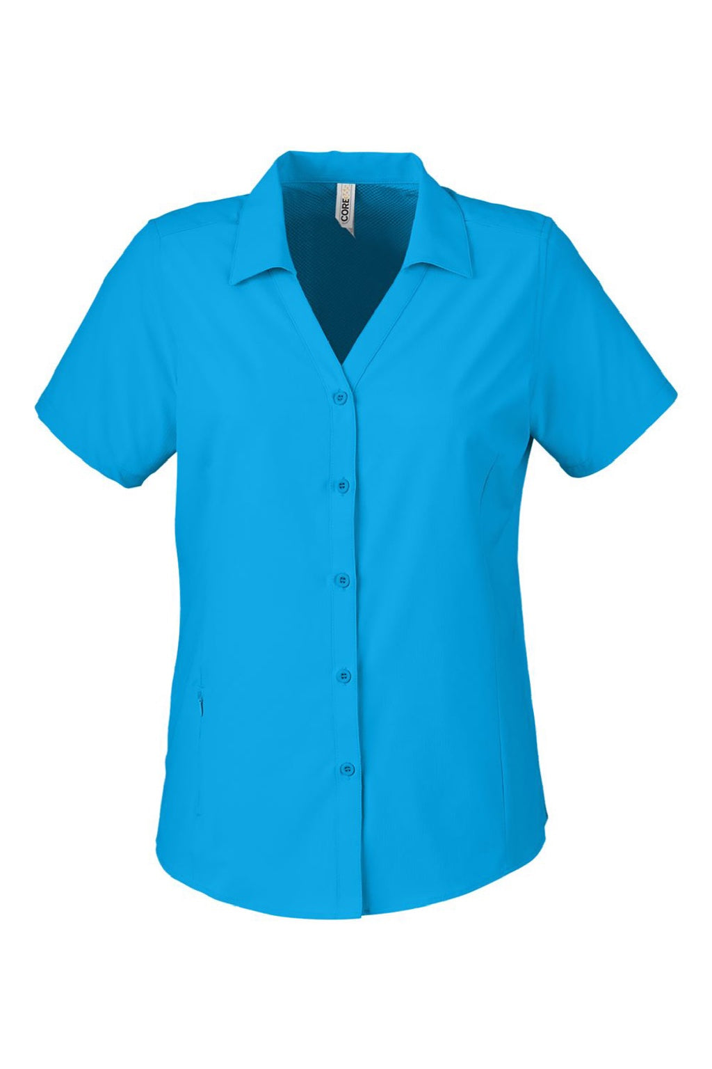 Core 365 CE510W Womens Ultra UVP Marina Short Sleeve Button Down Shirt Electric Blue Flat Front