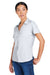 Core 365 CE510W Womens Ultra UVP Marina Short Sleeve Button Down Shirt Platinum Grey Model Side