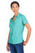 Core 365 CE510W Womens Ultra UVP Marina Short Sleeve Button Down Shirt Sea Glass Blue Model Side