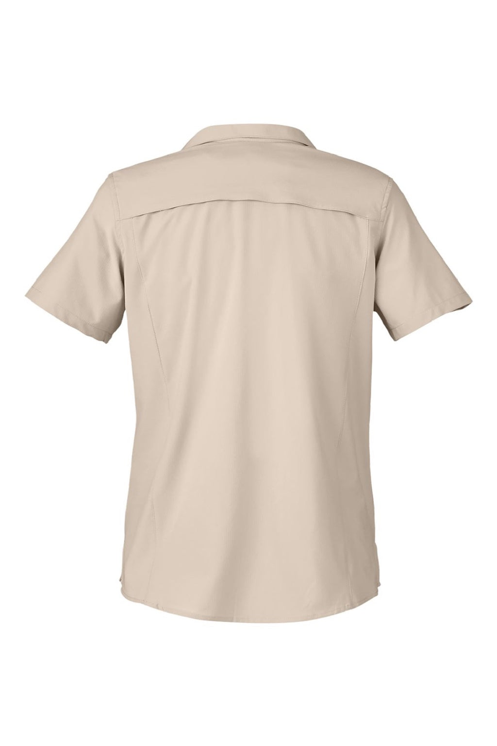 Core 365 CE510W Womens Ultra UVP Marina Short Sleeve Button Down Shirt Stone Brown Flat Back