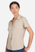 Core 365 CE510W Womens Ultra UVP Marina Short Sleeve Button Down Shirt Stone Brown Model Side