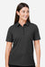 Devon & Jones DG101W Womens Crownlux Performance Geo Short Sleeve Polo Shirt Black/Graphite Grey Model Front