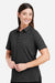 Devon & Jones DG101W Womens Crownlux Performance Geo Short Sleeve Polo Shirt Black/Graphite Grey Model Side