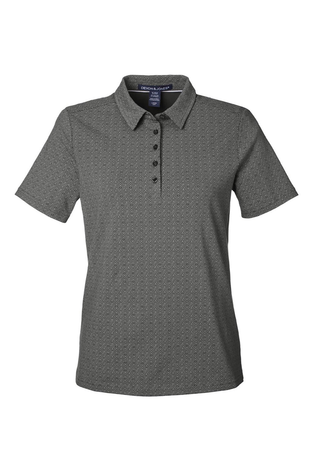 Devon & Jones DG101W Womens Crownlux Performance Geo Short Sleeve Polo Shirt Graphite Grey/Silver Grey Flat Front