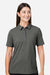 Devon & Jones DG101W Womens Crownlux Performance Geo Short Sleeve Polo Shirt Graphite Grey/Silver Grey Model Front