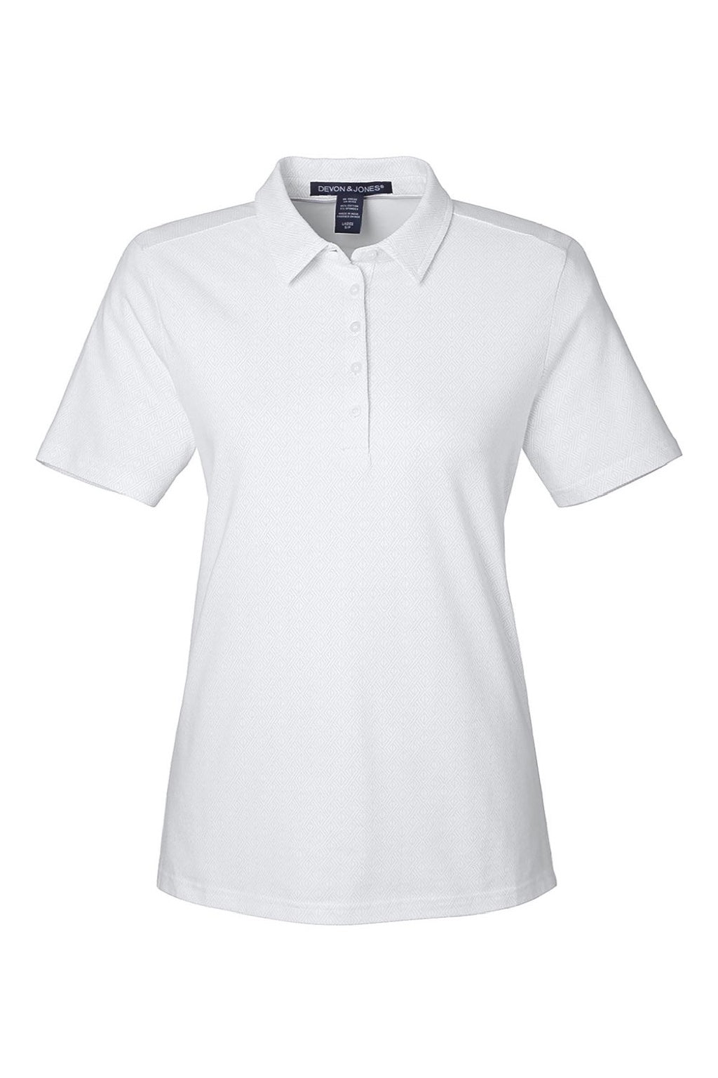 Devon & Jones DG101W Womens Crownlux Performance Geo Short Sleeve Polo Shirt White/Silver Grey Flat Front