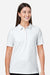 Devon & Jones DG101W Womens Crownlux Performance Geo Short Sleeve Polo Shirt White/Silver Grey Model Front