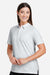 Devon & Jones DG101W Womens Crownlux Performance Geo Short Sleeve Polo Shirt White/Silver Grey Model Side