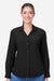 Core 365 CE510LW Womens Ultra UVP Marina Long Sleeve Button Down Shirt Black Model Front