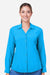 Core 365 CE510LW Womens Ultra UVP Marina Long Sleeve Button Down Shirt Electric Blue Model Front