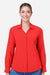 Core 365 CE510LW Womens Ultra UVP Marina Long Sleeve Button Down Shirt Marina Red Model Front