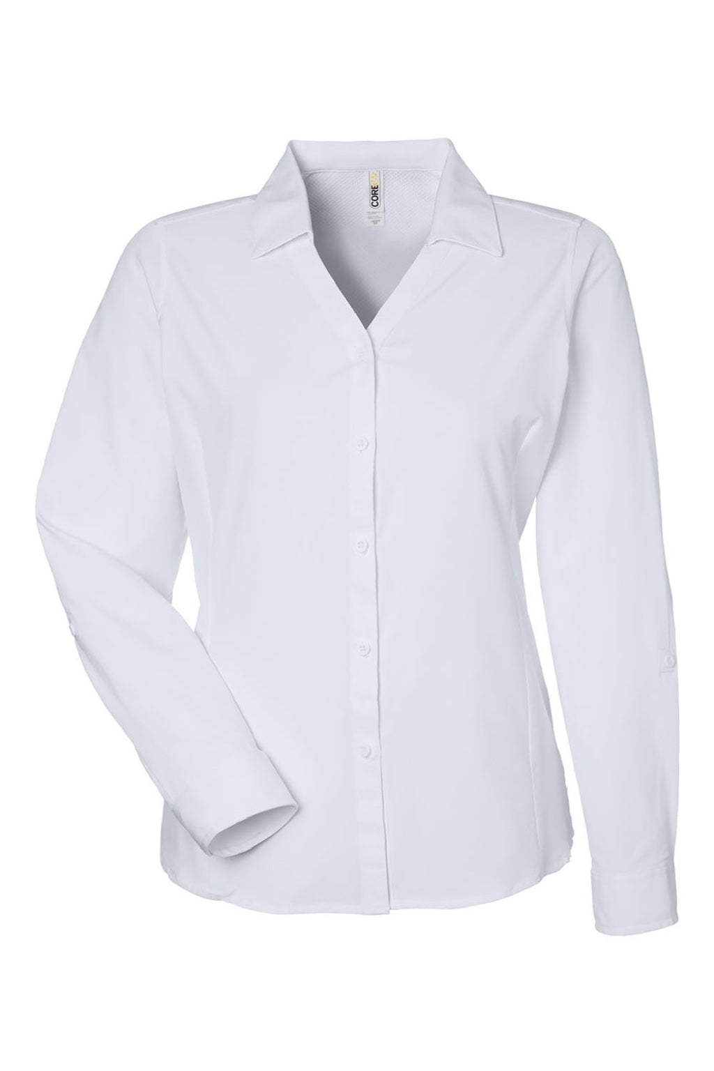 Core 365 CE510LW Womens Ultra UVP Marina Long Sleeve Button Down Shirt White Flat Front