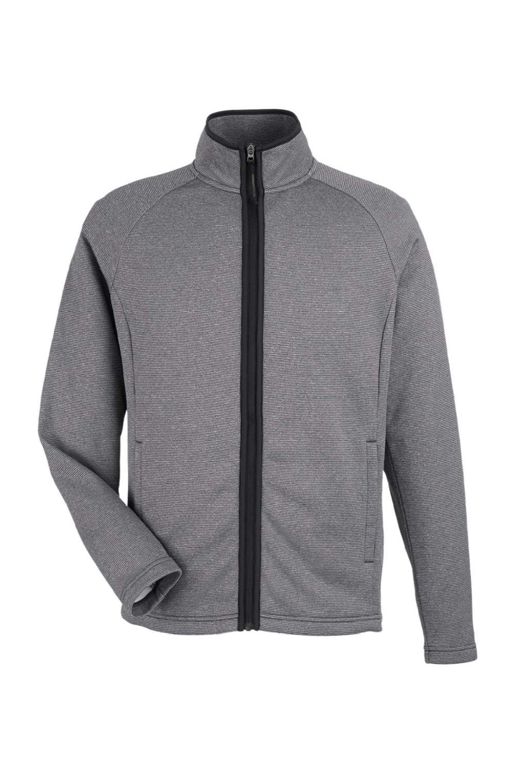 Core 365 CE72 Mens Venture Heathered Stripe Full Zip Jacket Black/White Flat Front