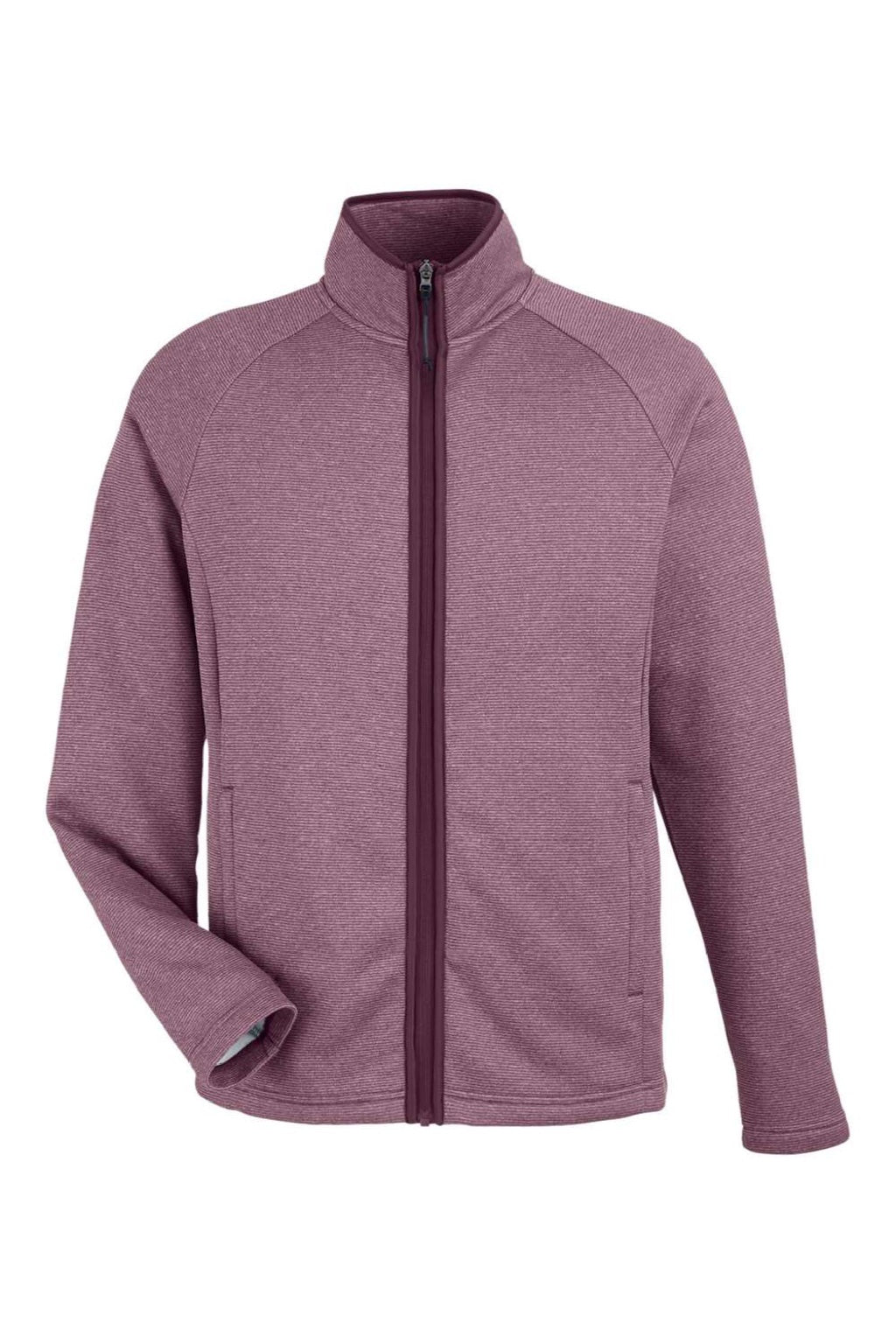 Core 365 CE72 Mens Venture Heathered Stripe Full Zip Jacket Burgundy/White Flat Front