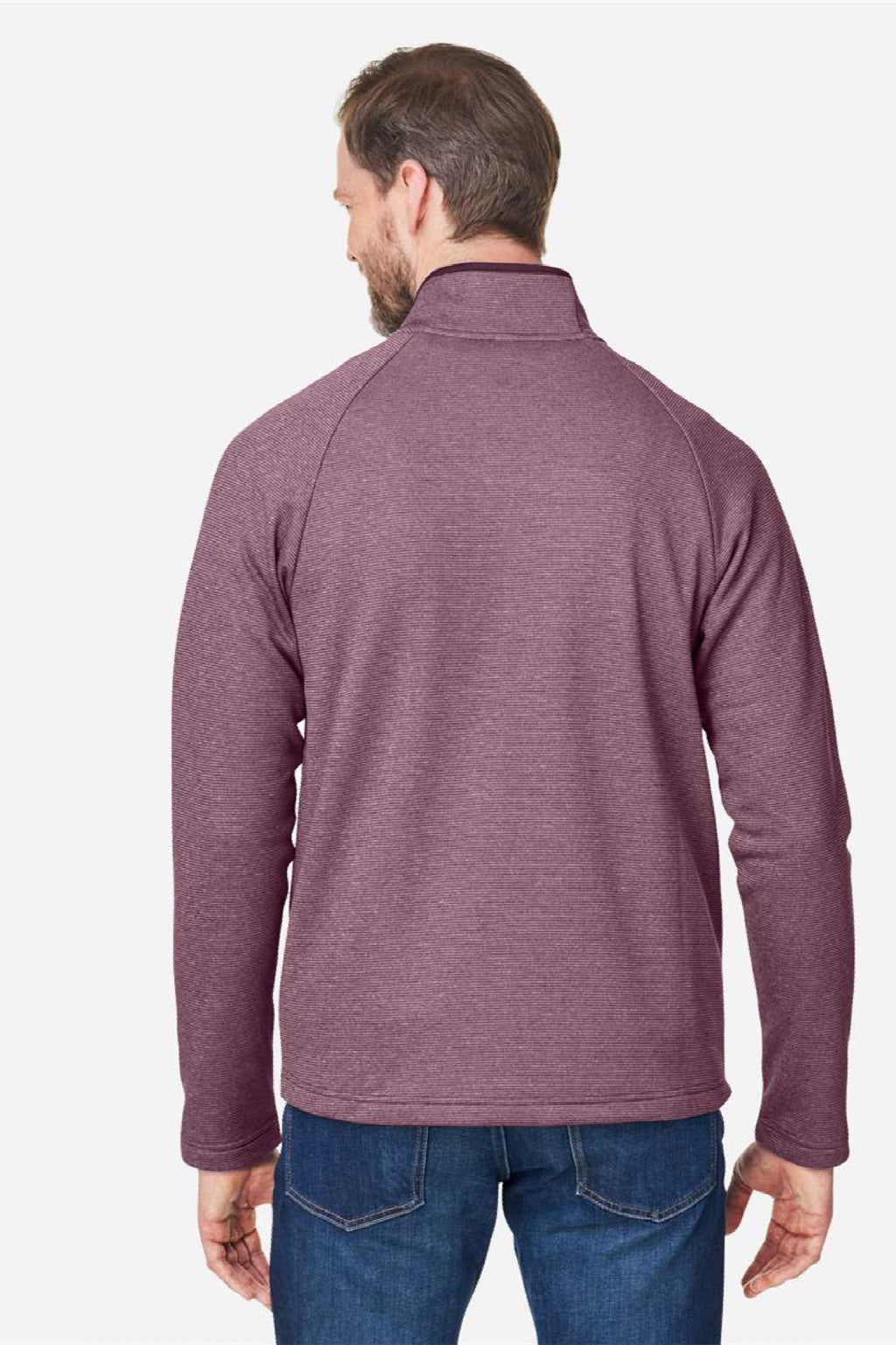 Core 365 CE72 Mens Venture Heathered Stripe Full Zip Jacket Burgundy/White Model Back