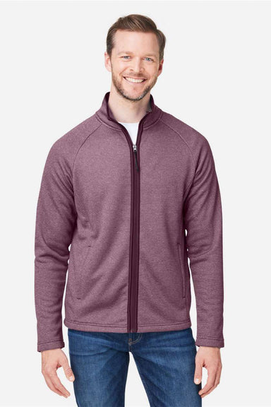 Core 365 CE72 Mens Venture Heathered Stripe Full Zip Jacket Burgundy/White Model Front