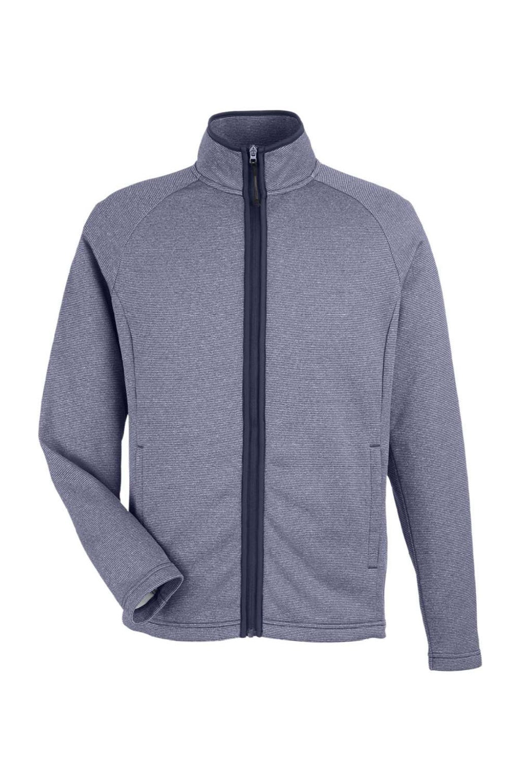 Core 365 CE72 Mens Venture Heathered Stripe Full Zip Jacket Classic Navy Blue/White Flat Front