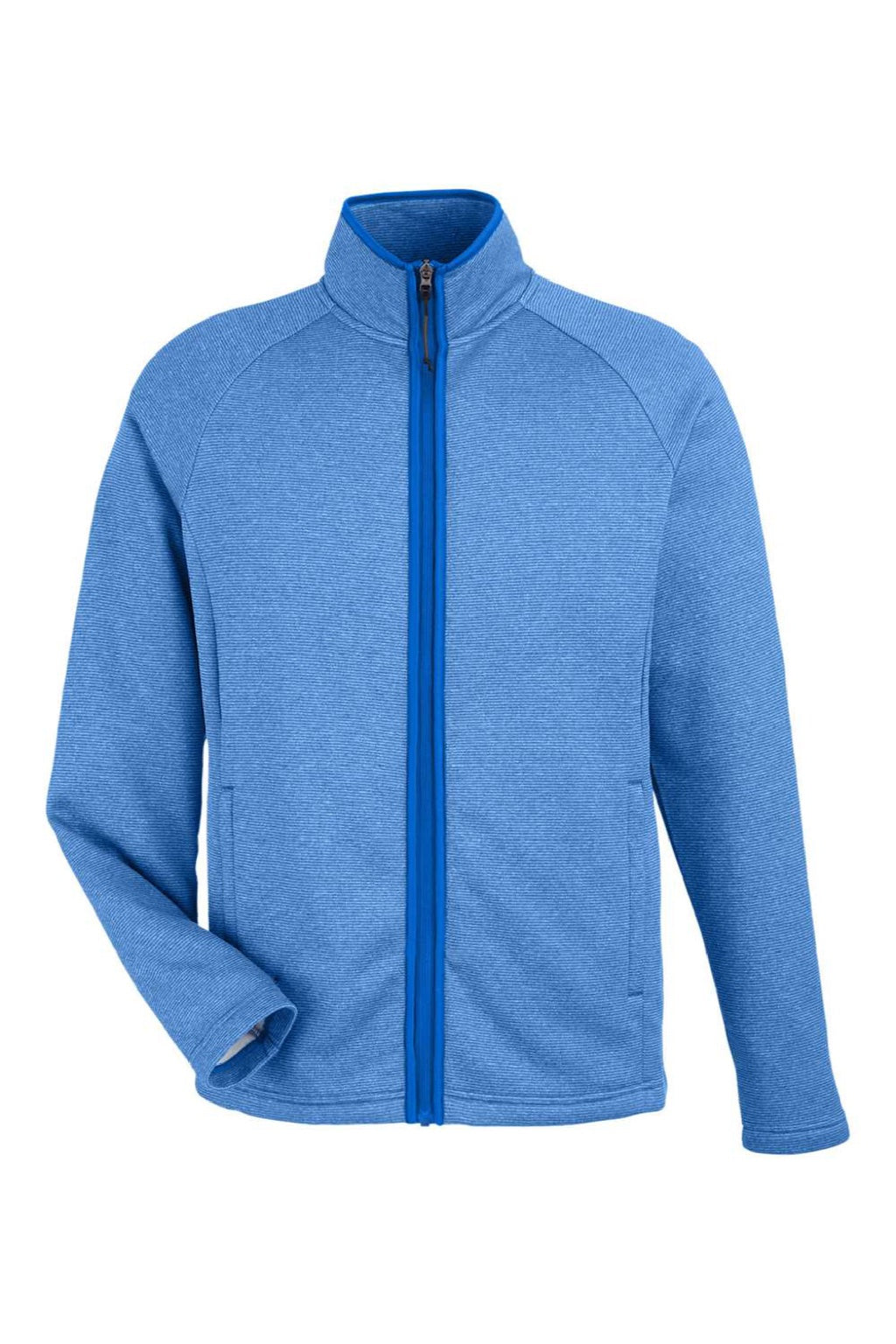 Core 365 CE72 Mens Venture Heathered Stripe Full Zip Jacket True Royal Blue/White Flat Front