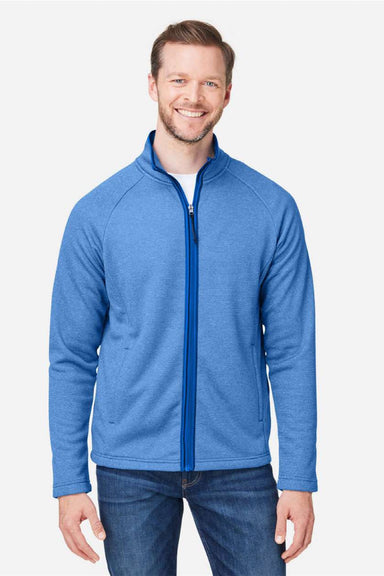 Core 365 CE72 Mens Venture Heathered Stripe Full Zip Jacket True Royal Blue/White Model Front