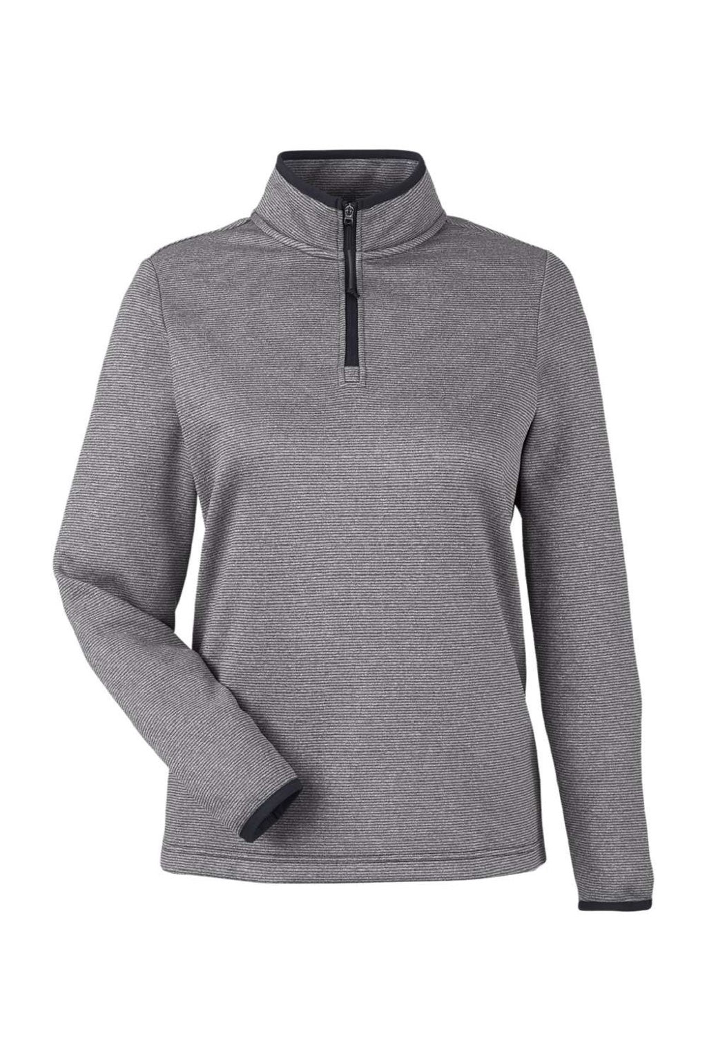 Core 365 CE73W Womens Venture Heathered Stripe 1/4 Zip Sweatshirt Black/White Flat Front