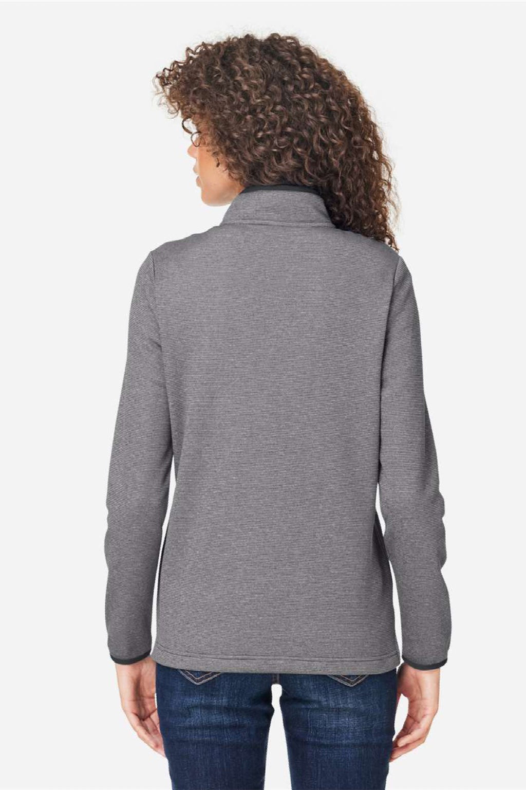 Core 365 CE73W Womens Venture Heathered Stripe 1/4 Zip Sweatshirt Black/White Model Back