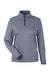 Core 365 CE73W Womens Venture Heathered Stripe 1/4 Zip Sweatshirt Classic Navy Blue/White Flat Front