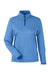 Core 365 CE73W Womens Venture Heathered Stripe 1/4 Zip Sweatshirt True Royal Blue/White Flat Front