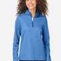 Core 365 Womens Venture Heathered Stripe Moisture Wicking 1/4 Zip Sweatshirt - True Royal Blue/White - New