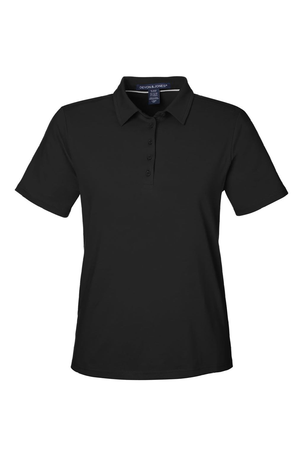 Devon & Jones DG120W Womens Raleigh Stretch Short Sleeve Polo Shirt Black Flat Front