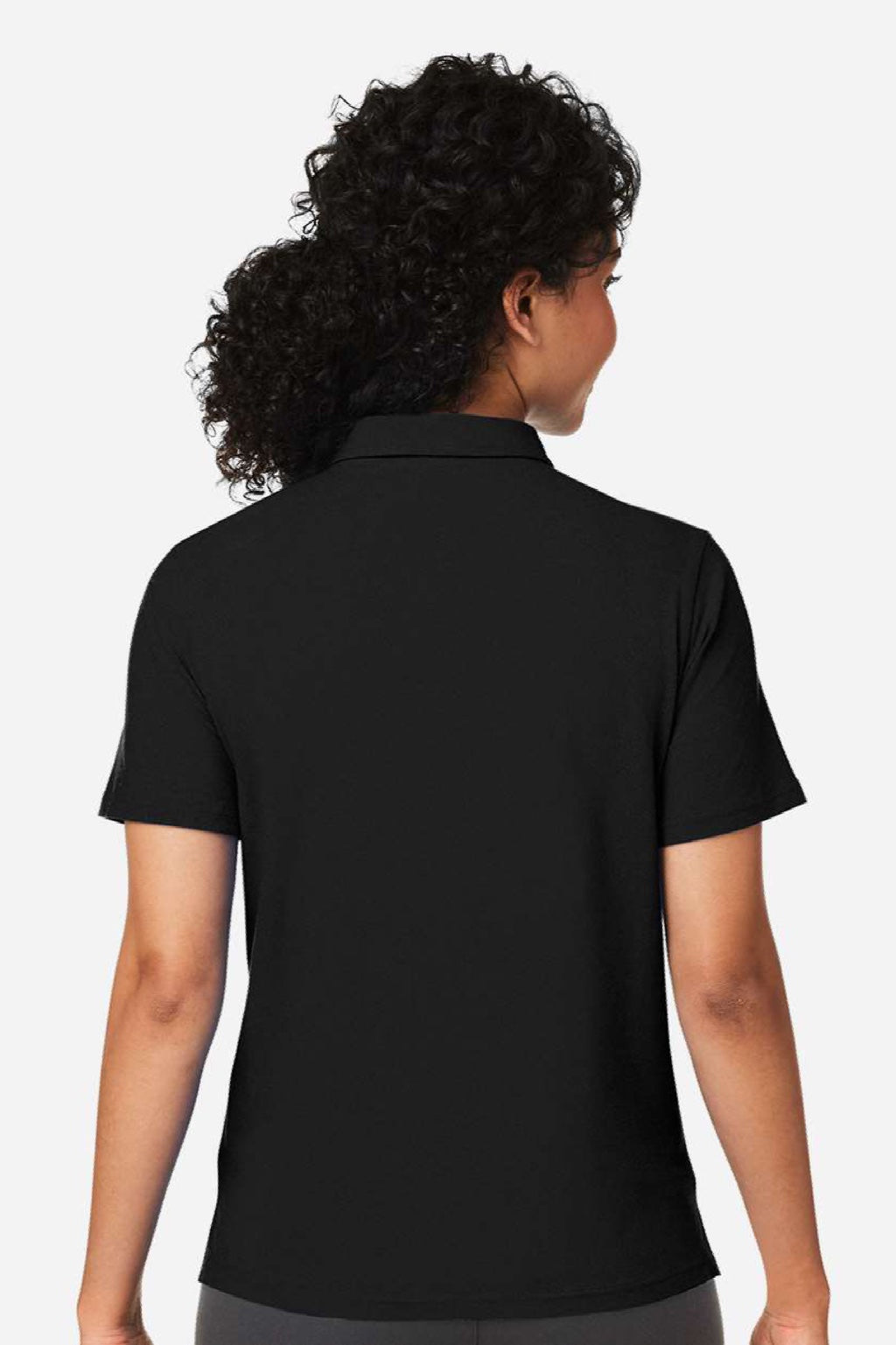 Devon & Jones DG120W Womens Raleigh Stretch Short Sleeve Polo Shirt Black Model Back