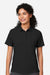 Devon & Jones DG120W Womens Raleigh Stretch Short Sleeve Polo Shirt Black Model Front