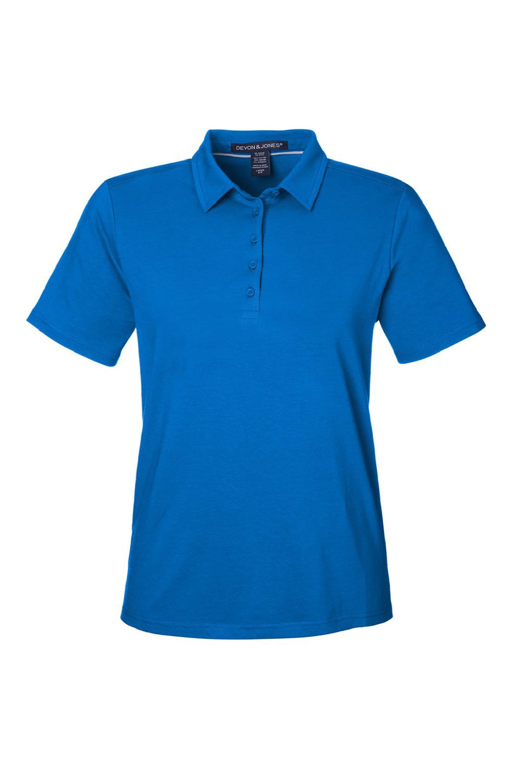 Devon & Jones DG120W Womens Raleigh Stretch Short Sleeve Polo Shirt French Blue Flat Front