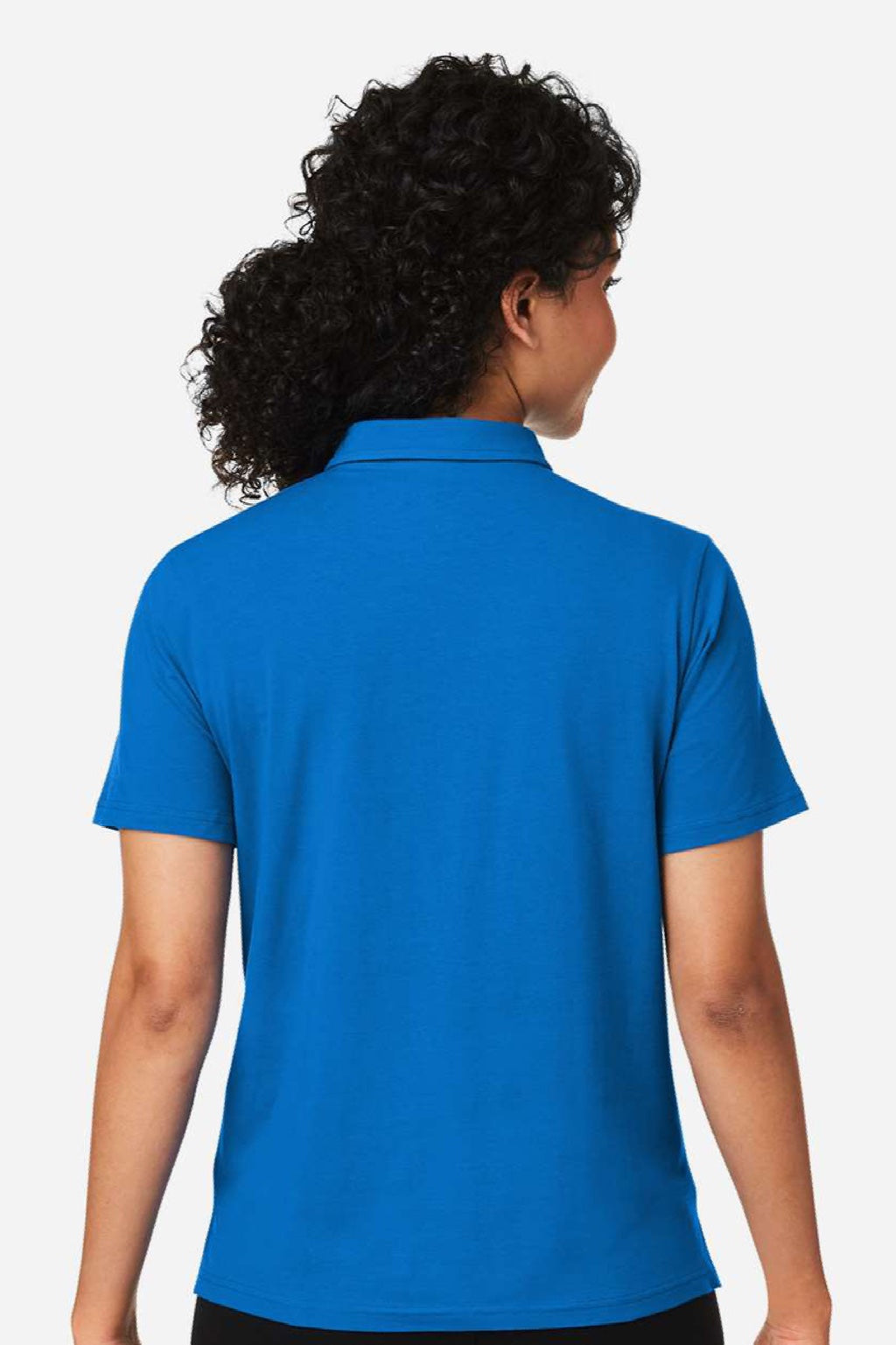 Devon & Jones DG120W Womens Raleigh Stretch Short Sleeve Polo Shirt French Blue Model Back