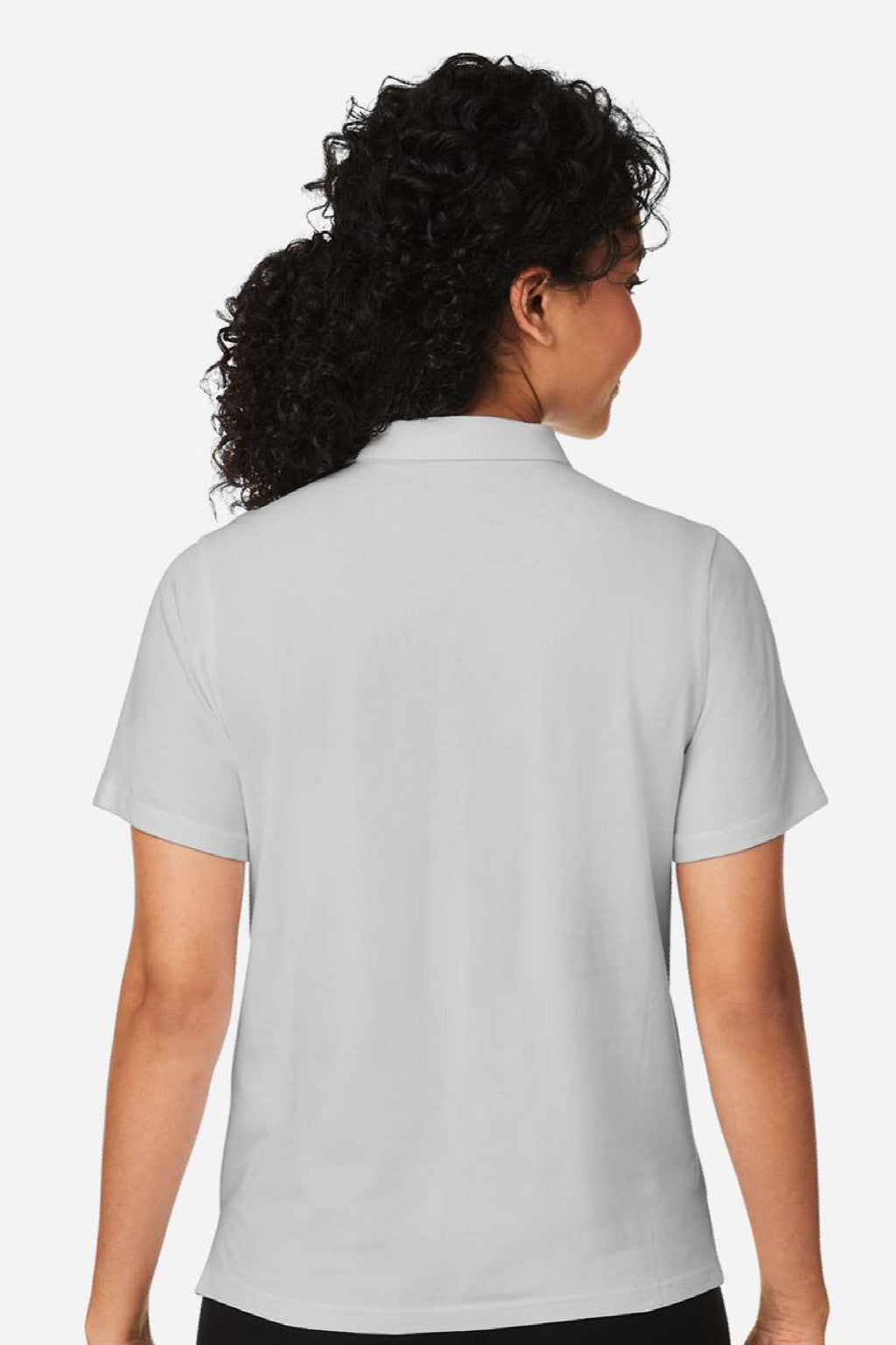 Devon & Jones DG120W Womens Raleigh Stretch Short Sleeve Polo Shirt Grey Model Back