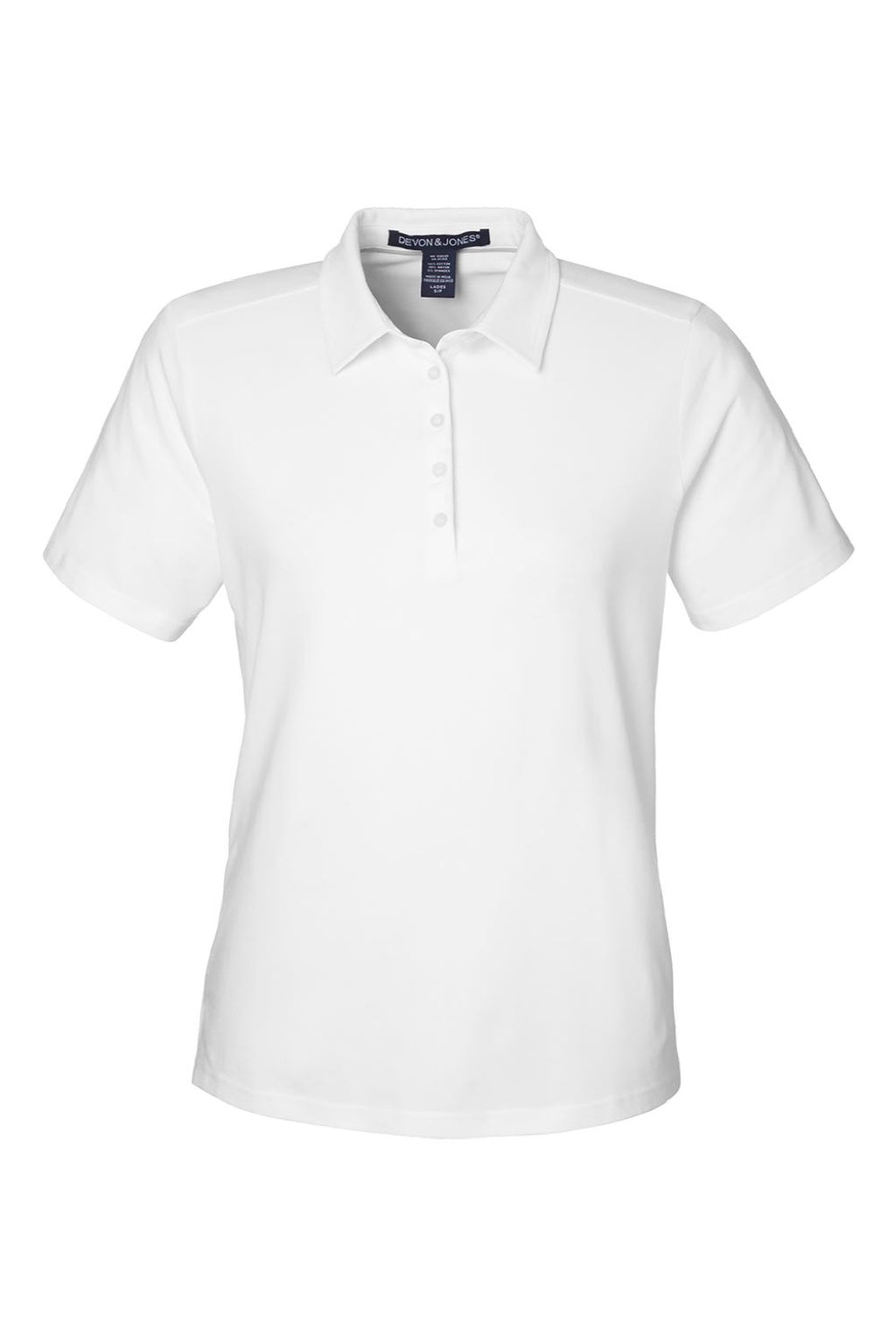 Devon & Jones DG120W Womens Raleigh Stretch Short Sleeve Polo Shirt White Flat Front