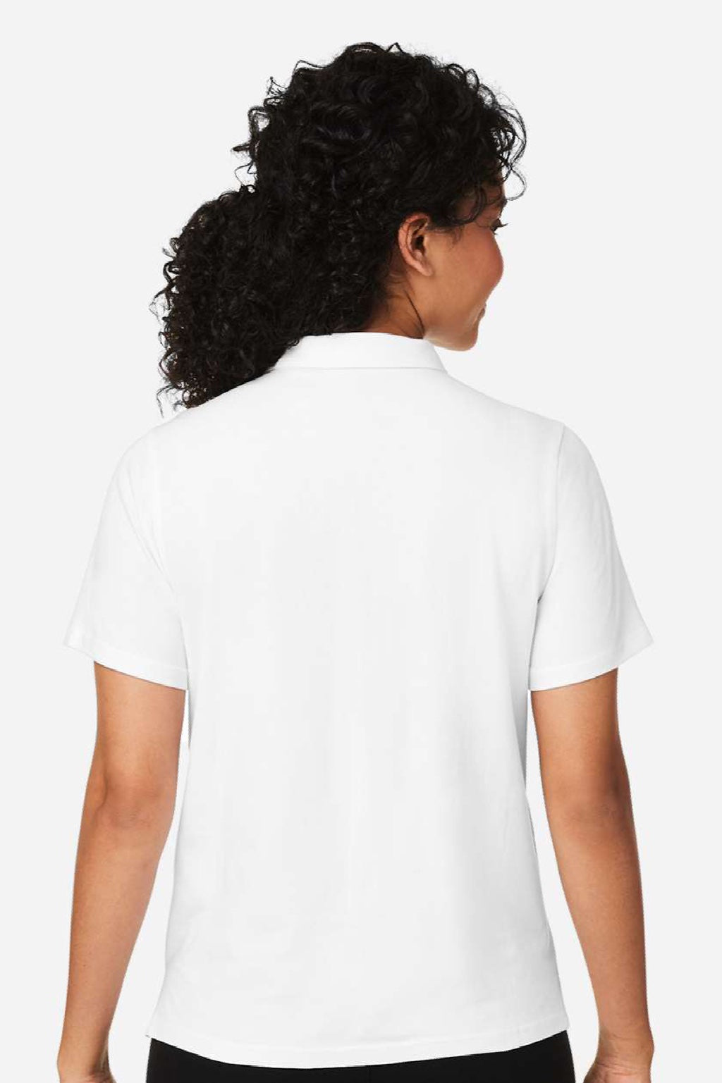 Devon & Jones DG120W Womens Raleigh Stretch Short Sleeve Polo Shirt White Model Back