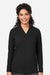 Devon & Jones DP121W Womens Raleigh Shawl Collar Knit Long Sleeve Shirt Black Model Front