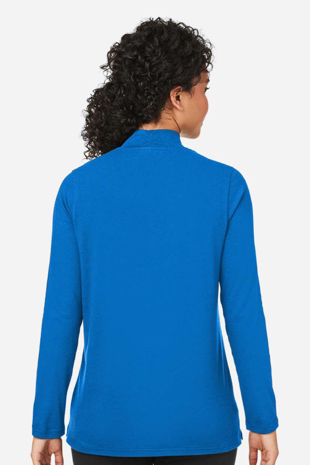 Devon & Jones DP121W Womens Raleigh Shawl Collar Knit Long Sleeve Shirt French Blue Model Back