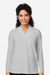 Devon & Jones DP121W Womens Raleigh Shawl Collar Knit Long Sleeve Shirt Grey Model Front