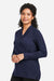 Devon & Jones DP121W Womens Raleigh Shawl Collar Knit Long Sleeve Shirt Navy Blue Model Side