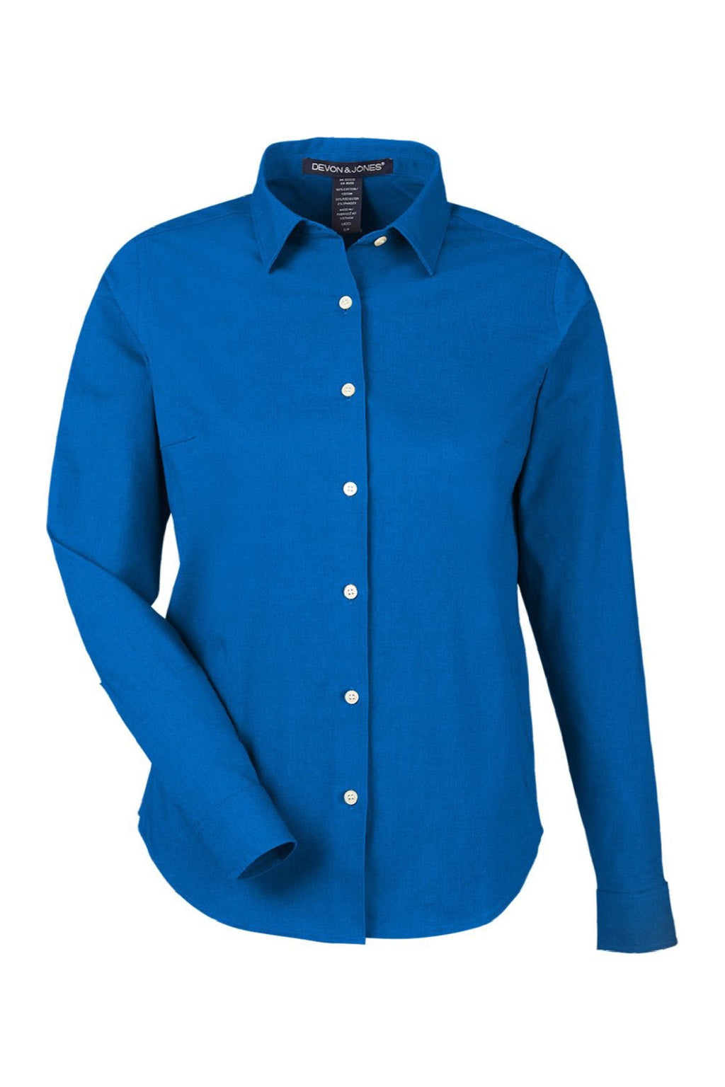 Devon & Jones DG505W Womens CrownLux Performance Spencer Poplin Long Sleeve Button Down Shirt French Blue Melange Flat Front