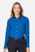 Devon & Jones DG505W Womens CrownLux Performance Spencer Poplin Long Sleeve Button Down Shirt French Blue Melange Model Front