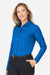 Devon & Jones DG505W Womens CrownLux Performance Spencer Poplin Long Sleeve Button Down Shirt French Blue Melange Model Side