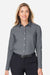 Devon & Jones DG505W Womens CrownLux Performance Spencer Poplin Long Sleeve Button Down Shirt Graphite Grey Melange Model Front
