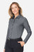 Devon & Jones DG505W Womens CrownLux Performance Spencer Poplin Long Sleeve Button Down Shirt Graphite Grey Melange Model Side