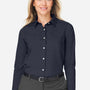 Devon & Jones Womens CrownLux Performance Moisture Wicking Spencer Poplin Long Sleeve Button Down Shirt - Navy Blue Melange - New