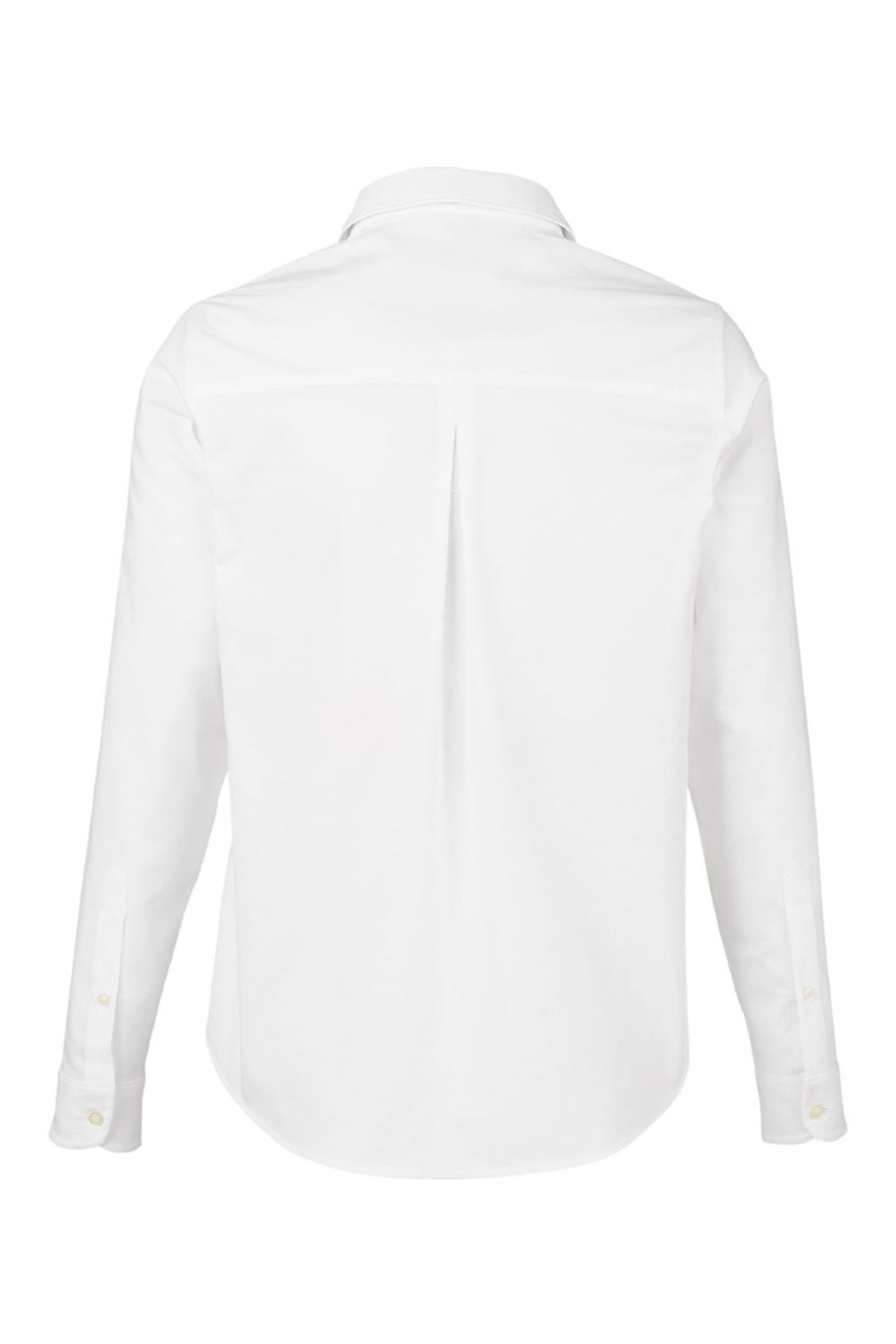 Devon & Jones DG505W Womens CrownLux Performance Spencer Poplin Long Sleeve Button Down Shirt White Flat Back