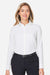 Devon & Jones DG505W Womens CrownLux Performance Spencer Poplin Long Sleeve Button Down Shirt White Model Front